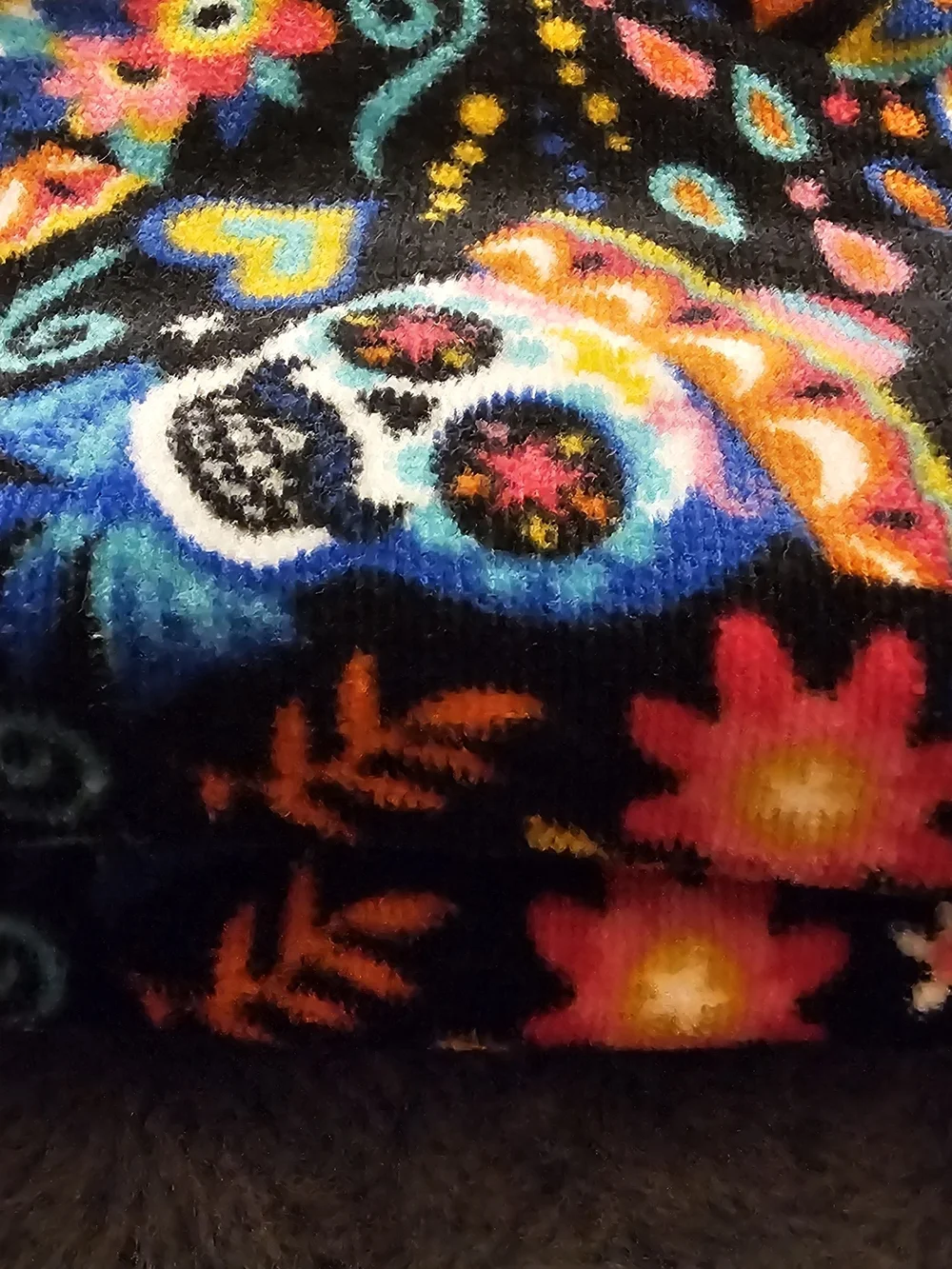 Cynthia Rowley Black Kids Bib with Colorful Sugar Skull & Floral Print